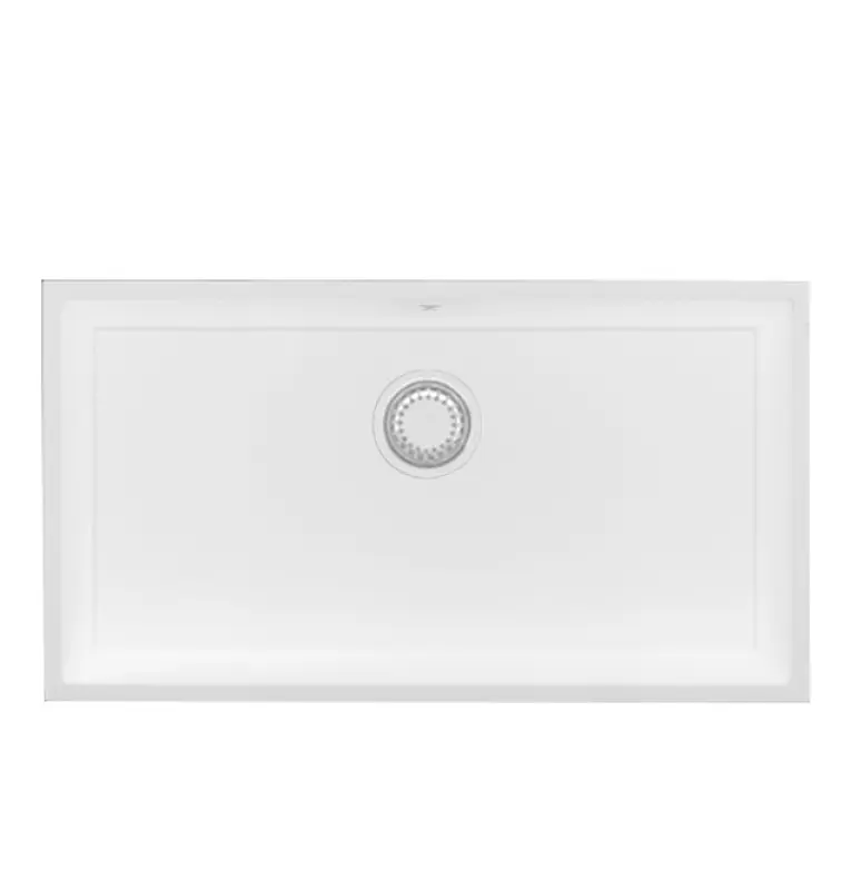GraniteMy Universal granite large white sink 74x40 cm white top-mounted, undermount and flush-mount with white plug 1208967160