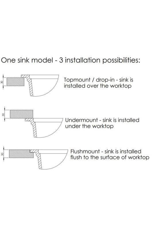 GraniteMy Universal granite large white sink 74x40 cm white top-mounted, undermount and flush-mount with white plug 1208967160