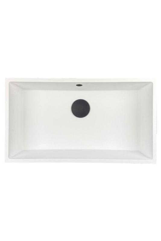 GraniteMy Universal granite large white sink 74x40 cm white top-mounted, undermount and flush-mount with black plug 1208967161