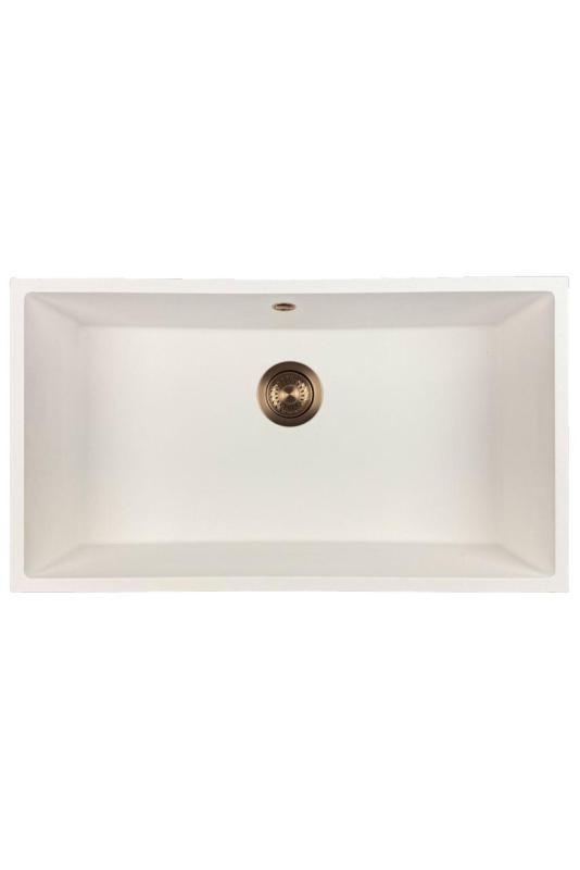 GraniteMy Universal granite large white sink 74x40 cm white top-mounted, undermount and flush-mount with copper plug 1208967162