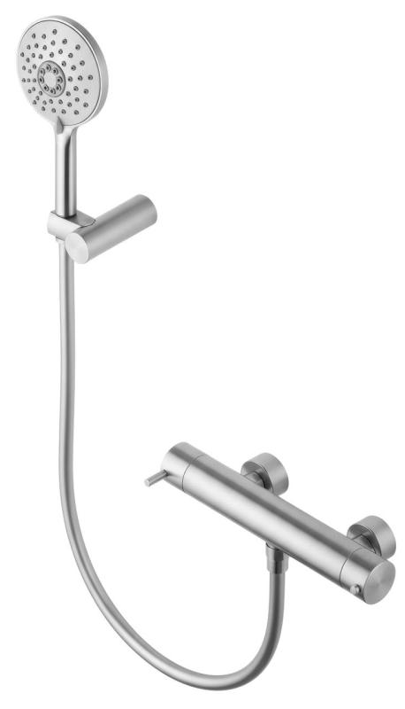 Waterevolution Flow shower thermostat with round stainless steel shower set T140TNRIE