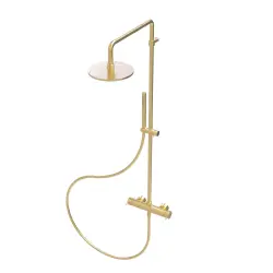 Waterevolution Flow shower combination with natural brass rain shower T141NLE