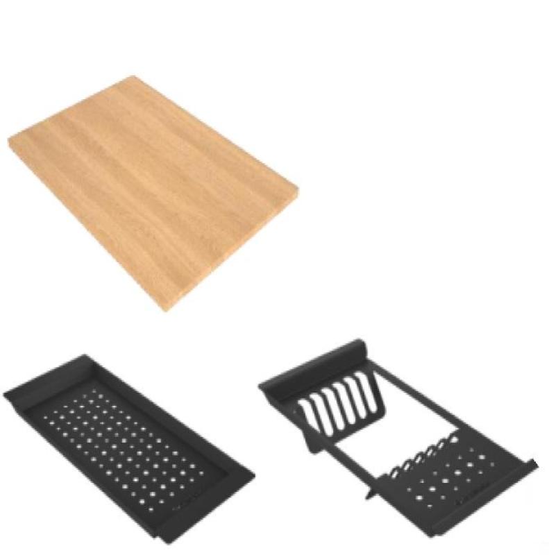 GraniteMy Steam granite sink 56x48 cm black top- mounted with golden plug including accessories 1208967235