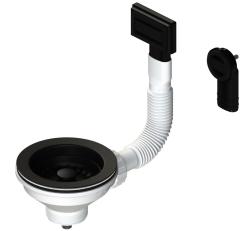 Granitemy basket plug set, matte black, sink drain set including round and rectangular overflow 1208967256