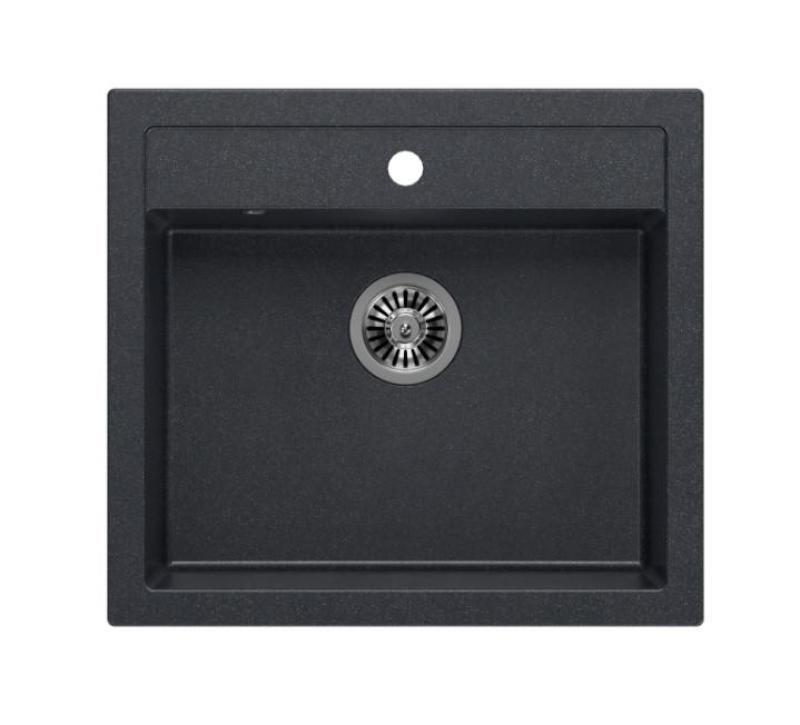 Quadri Farmhouse country intermediate or inset granite sink anthracite with rvs plug 595x540mm 1208967269