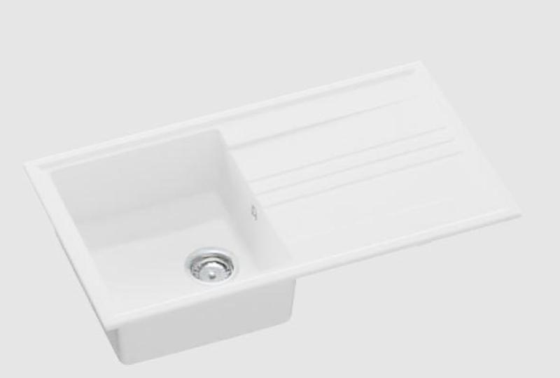 GraniteMy Vesi granite built-in white sink 86x50cm with draining reversible with stainless steel plug 1208967291