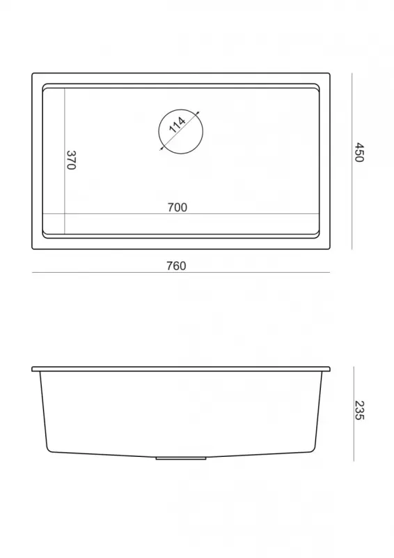Quadri Newport II white granite inset and undermount sink with manual siphon 76x45cm with copper plug 1208967304