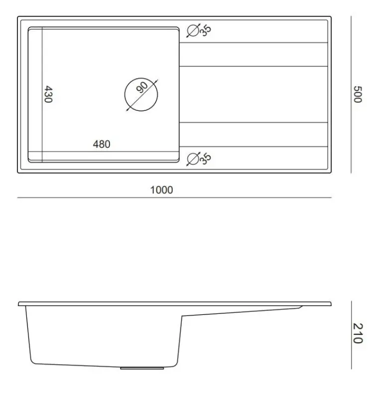 Quadri Luton white granite Inset Kitchen Sink with draining board reversible 100x50cm with golden plug 1208967319