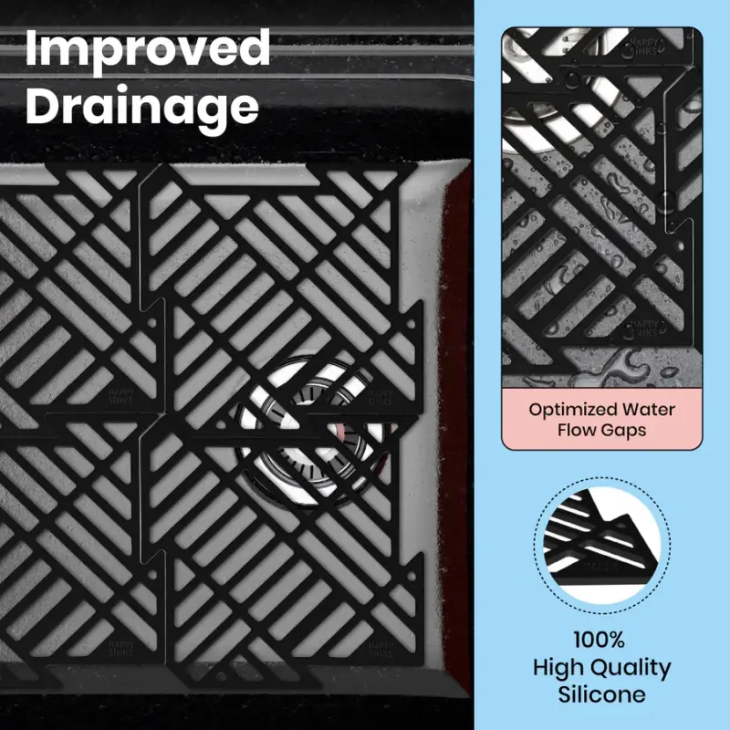 Magisso Happy Sink Puzzle Black Sink Protector, Set of 4, for Sink, Black, 32.5 x 32.5 cm, 1208967385