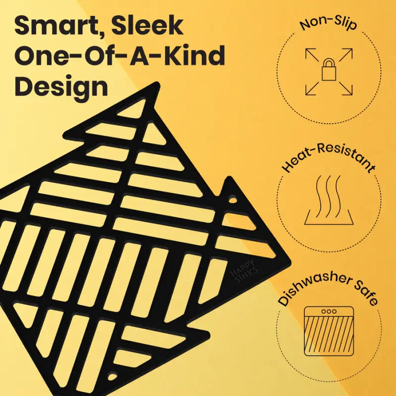 Magisso Happy Sink Puzzle Black Sink Protector, Set of 4, for Sink, Black, 32.5 x 32.5 cm, 1208967385