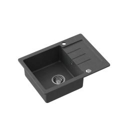 Quadri Kendal anthracite granite inset sink with drainer 60x44cm reversible 1208967400