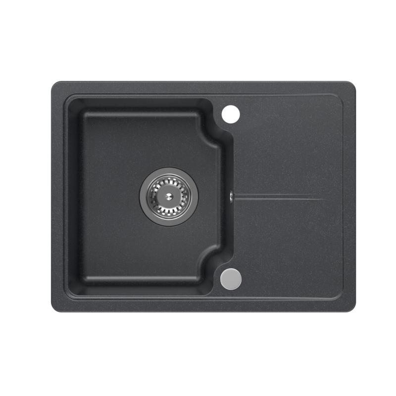 Quadri Kendal anthracite granite inset sink 58x44cm with drainer 1208967403