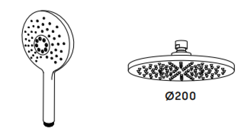 Waterevolution Flow shower combination with rain shower matte white 200mm T141NRBR