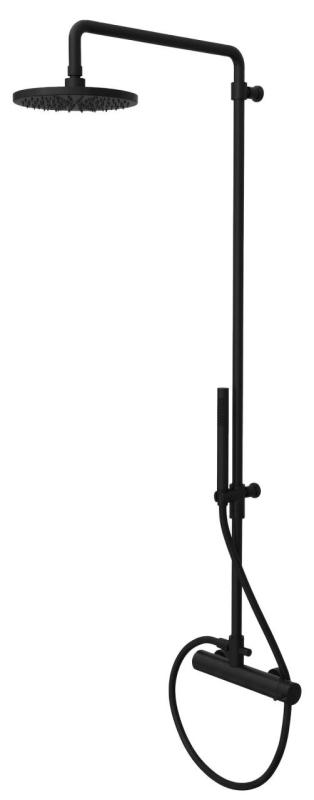 Waterevolution Flow shower combination with rain shower matte black 200mm T141NRPR
