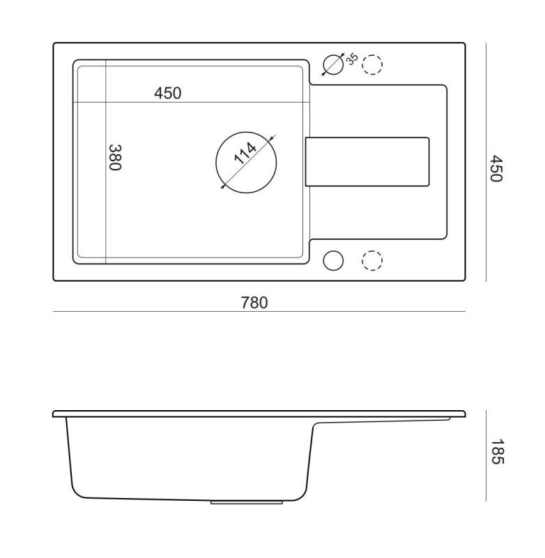 Quadri Sutton XL beige sand granite inset sink with reversible drainer 78x45cm with beige plug 1208967577