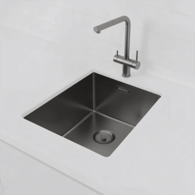 Pure.Sink Prestige sink PVD gun metal 34x40cm 10mm radius undermount,flush mount,topmount PPG3440-61