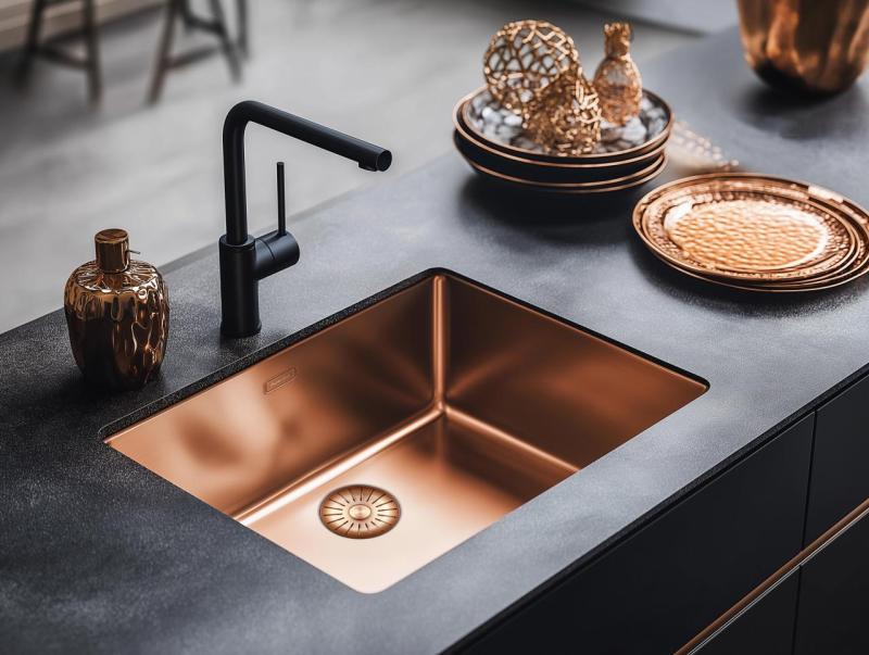 Pure.Sink Prestige sink 34x40 cm PVD Copper 10mm radius undermount, flush mount, and top mount PPG3440-62