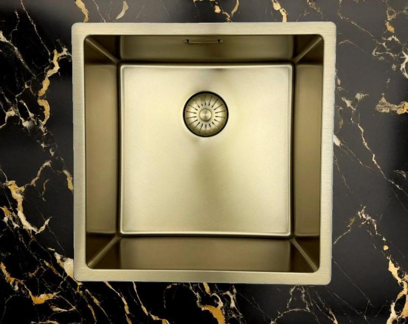 Pure.Sink Prestige sink 40x40 cm PVD Gold 10mm radius undermount, flush mount, and top mount PPG4040-60