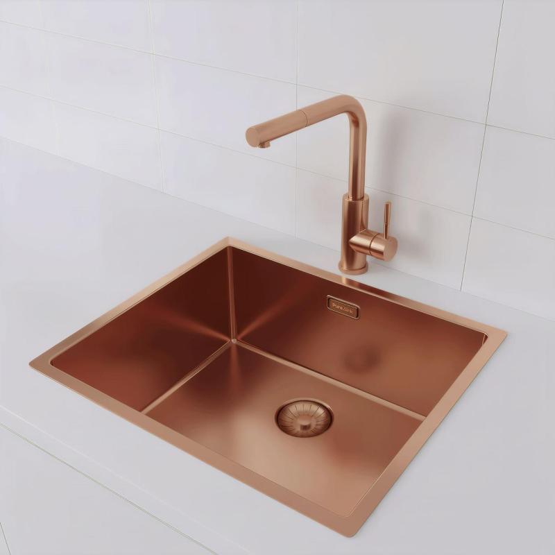 Pure.Sink Prestige sink 50x40 cm PVD Copper 10mm radius undermount, flush mount, and top mount PPG5040-62
