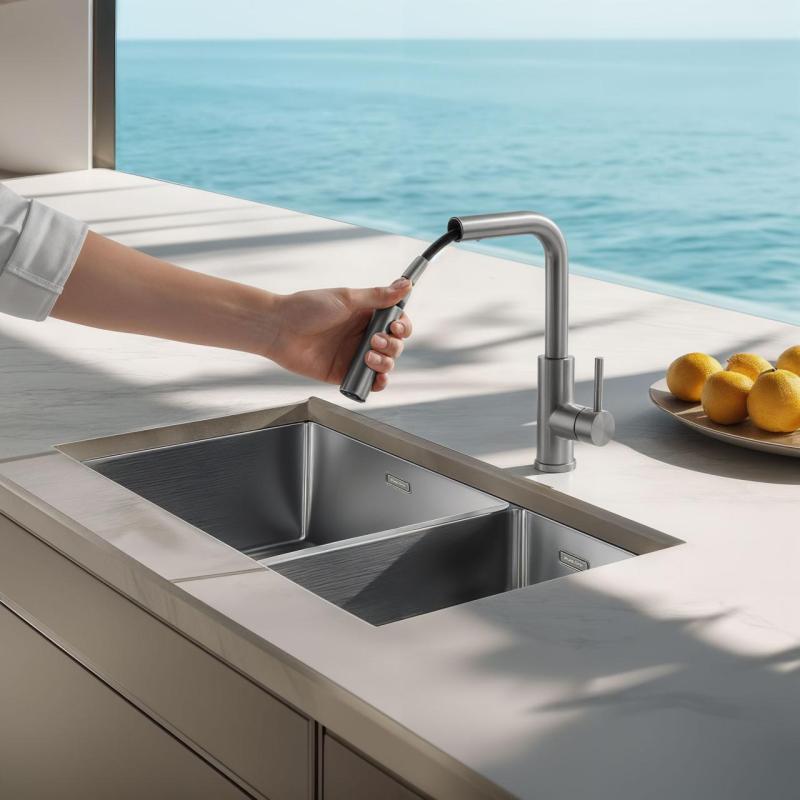 Pure.Sink Elite Steel Spark-S kitchen faucet stainless steel with pull-out spout PS8041-02