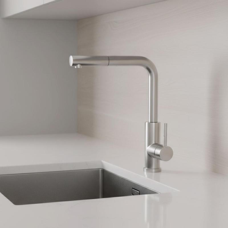 Pure.Sink Elite Steel Spark-S kitchen faucet stainless steel with pull-out spout PS8041-02