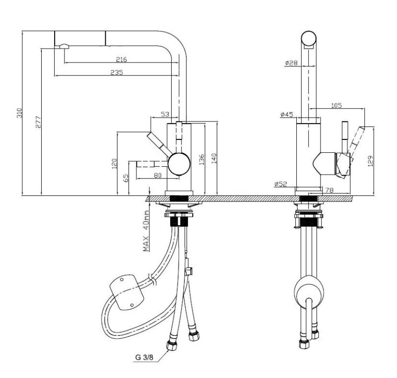 Pure.Sink Elite Steel Spark-S kitchen faucet PVD Gun Metal with pull-out spout PS8041-61