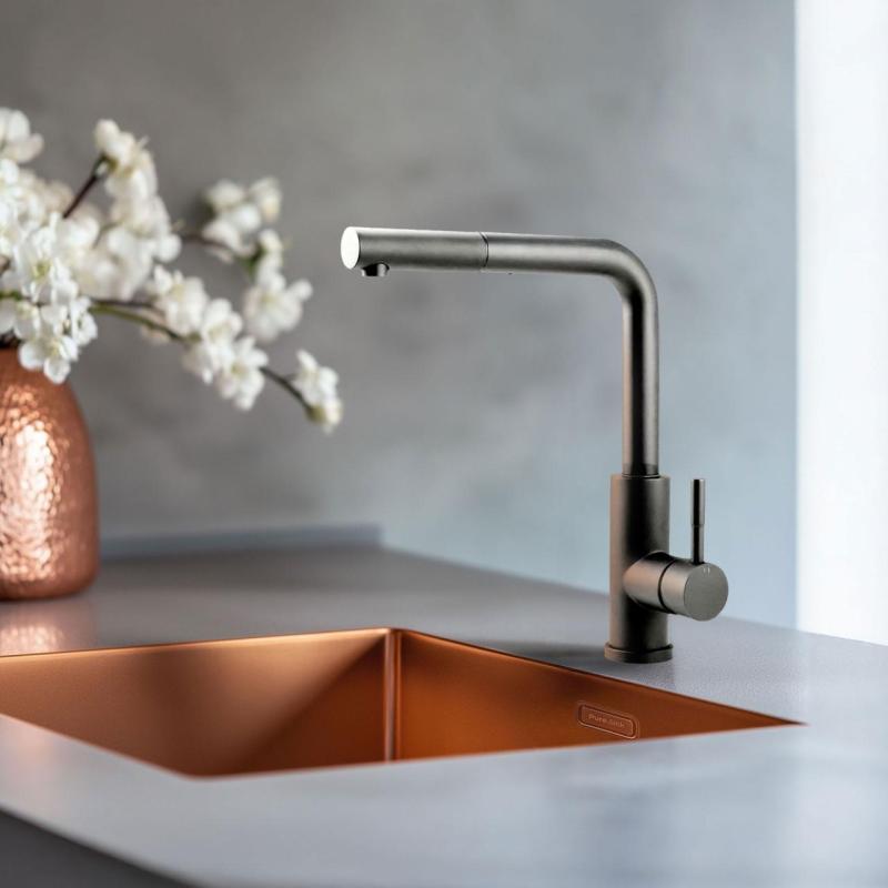 Pure.Sink Elite Steel Spark-S kitchen faucet PVD Gun Metal with pull-out spout PS8041-61