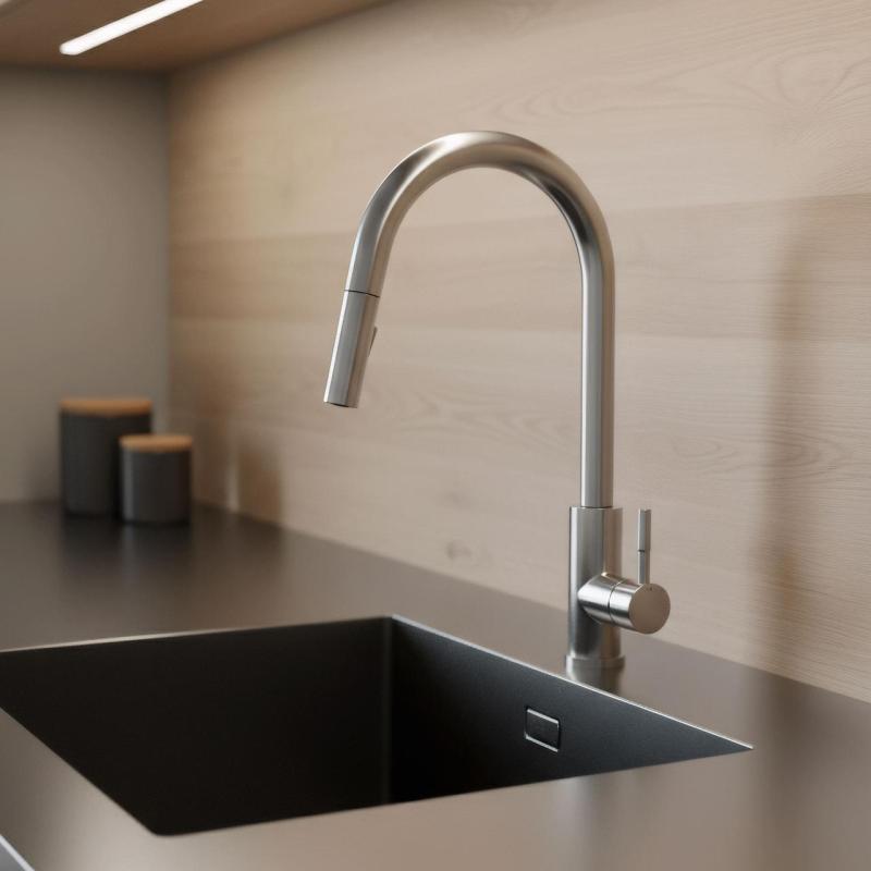 Pure.Sink Elite Steel Stream-S kitchen faucet stainless steel with pull-out spout PS8045-02