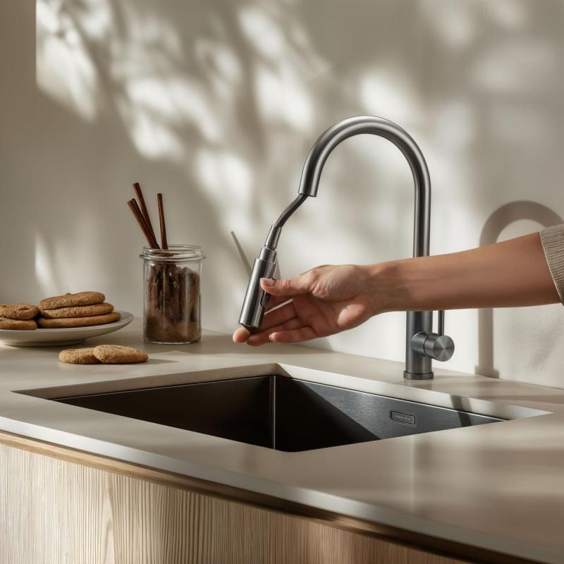 Pure.Sink Elite Steel Stream-S kitchen faucet stainless steel with pull-out spout PS8045-02