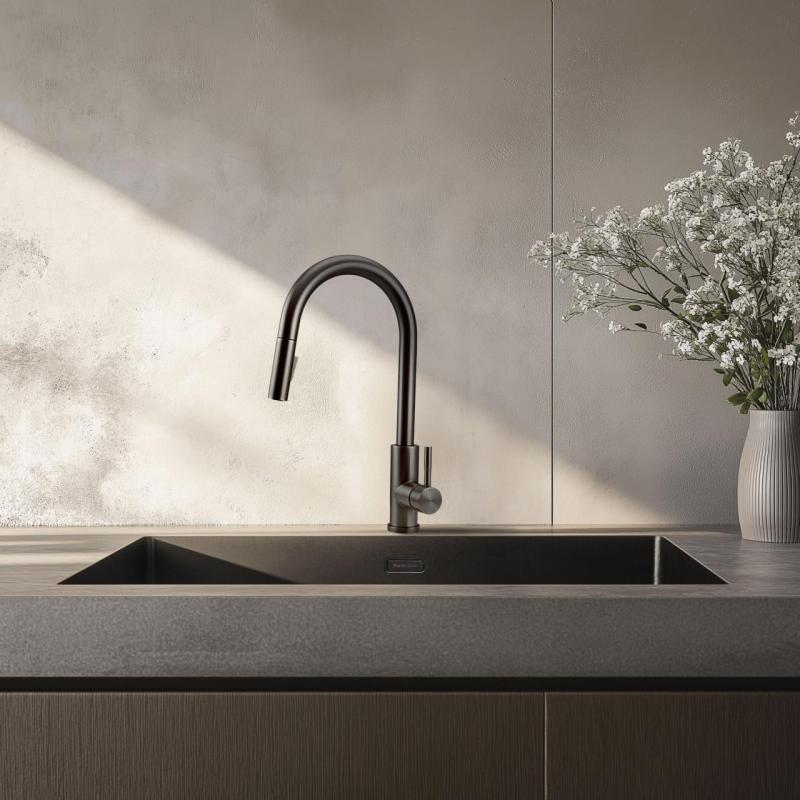 Pure.Sink Elite Steel Stream-S kitchen faucet PVD Gun Metal with pull-out spout PS8045-61