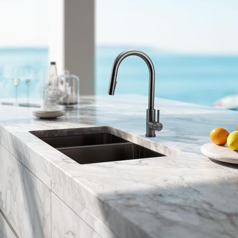 Pure.Sink Elite Steel Stream-S kitchen faucet PVD Gun Metal with pull-out spout PS8045-61