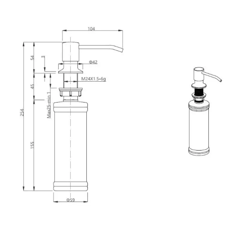 Quadri Manchester Built-in Soap Dispenser Beige Sand - Top Refillable 1208967658