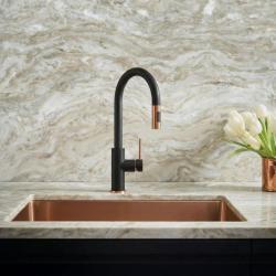 Quadri Retford Kitchen Mixer Tap Black with Copper Finish and Removable Spout with Spray Mode 1208967676
