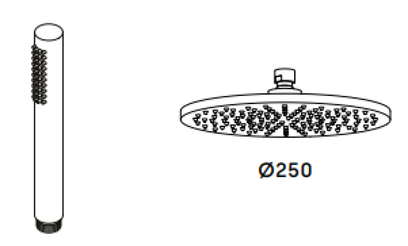 Waterevolution Flow thermostatic shower combination with rain shower PVD gold White Gold 250mm T141TN25WGE