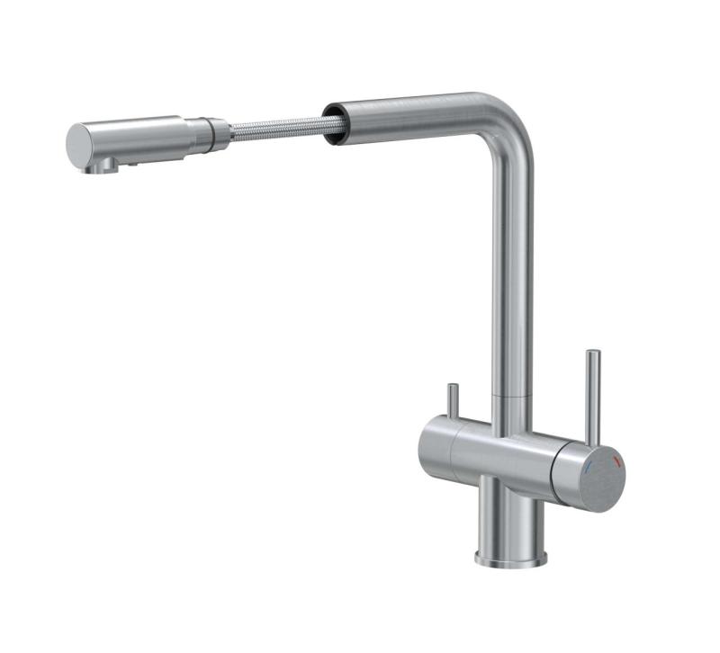 Quadri Ellesmere Kitchen Mixer Tap Stainless Steel 3-way with Extra Connection for Filtered Water 1208967782