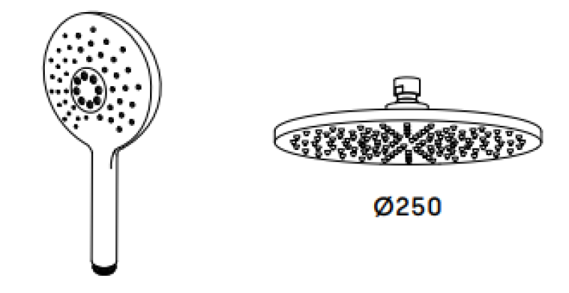 Waterevolution Flow thermostatic shower combination with rain shower brass natural 250mm round T141TNR25LE