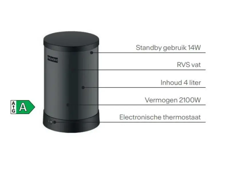 Franke Maris water hub 7L boiler 3-in-1 with touch electronic boiling water tap matte black 160.0713.604