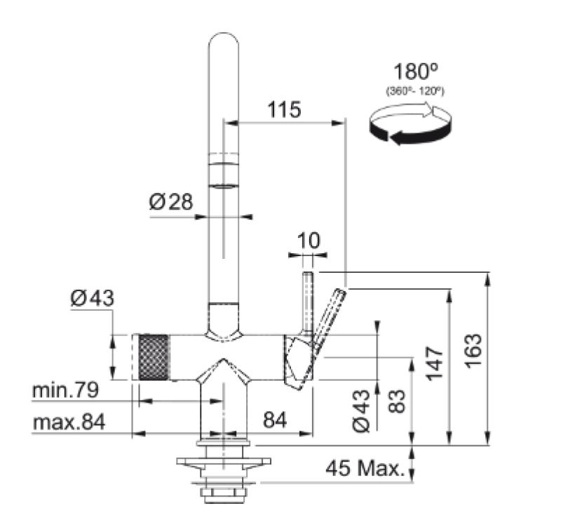 Franke Maris water hub 4L boiler 3-in-1 with Twist mechanical boiling water tap stainless steel 160.0711.523
