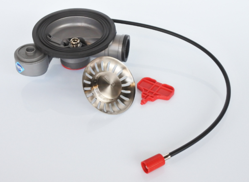 Franke drain with automatic emptying for a sink with an integrated plug 112.0301.673