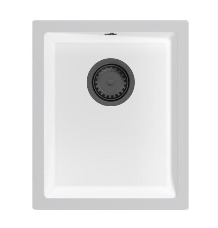 GraniteMy Universal White Granite Sink 34x40 cm white surface-mounted, under-mounted, and flush-mounted with gunmetal plug 1208967904