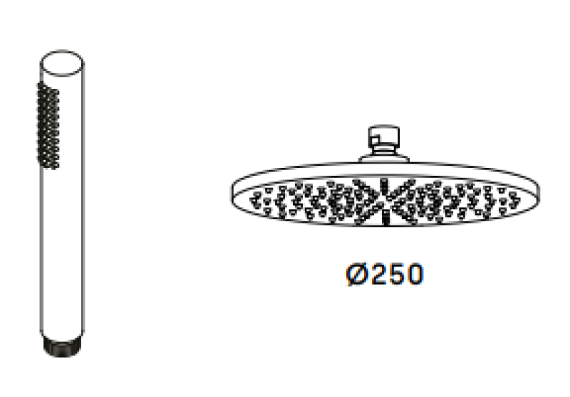 Waterevolution Flow three-way shower mixer with hand and overhead shower White 250mm T131N25BR