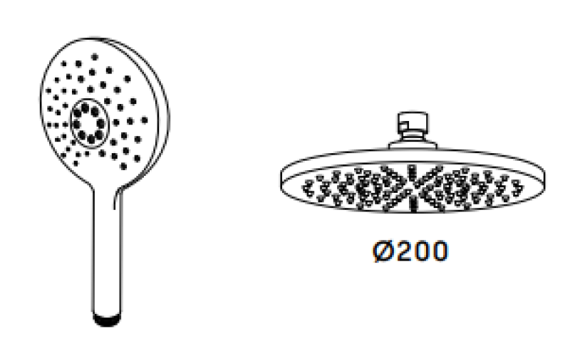 Waterevolution Flow three-way shower mixer with overhead shower and round hand shower copper T131NRCPE