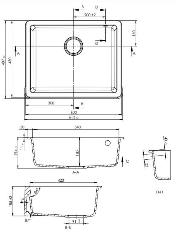 GraniteMy Tradition Country Sink Granite Sink 60x48 cm Black Undermount and Flush Mount with Gun Metal Plug 1208967939