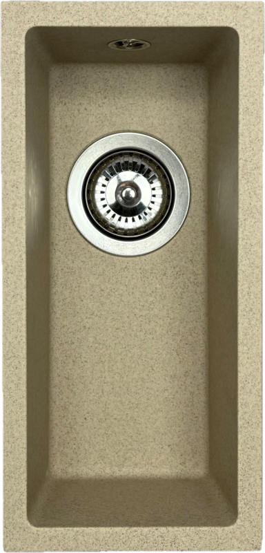 GraniteMy Universal granite beige sand small sink 17x40 cm top-mount, under-mount, and flush-mount with stainless steel plug 1208968002