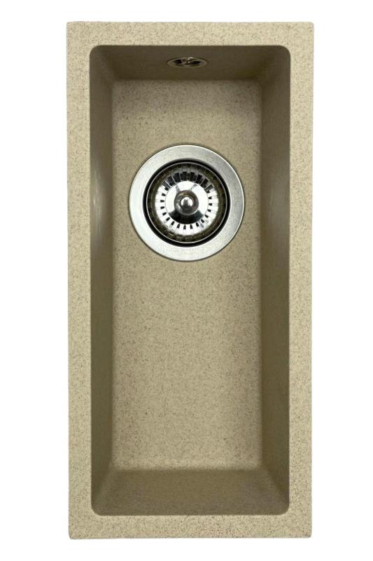 GraniteMy Universal granite beige sand small sink 17x40 cm top-mount, under-mount, and flush-mount with stainless steel plug 1208968002