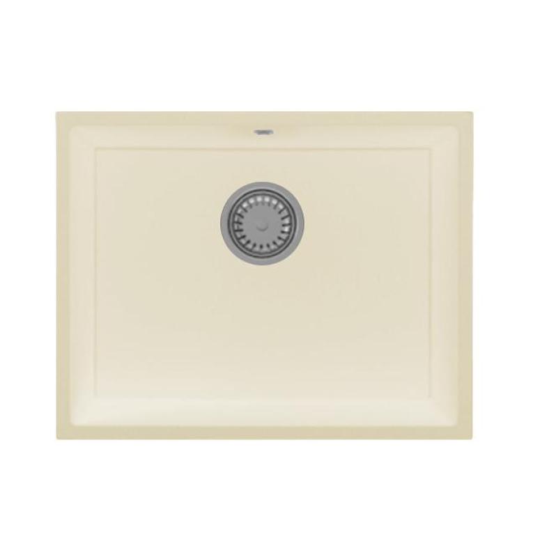 GraniteMy Universal granite beige sand sink 55x40 cm top-mounted, under-mounted, and flush-mounted with stainless steel plug 1208968012