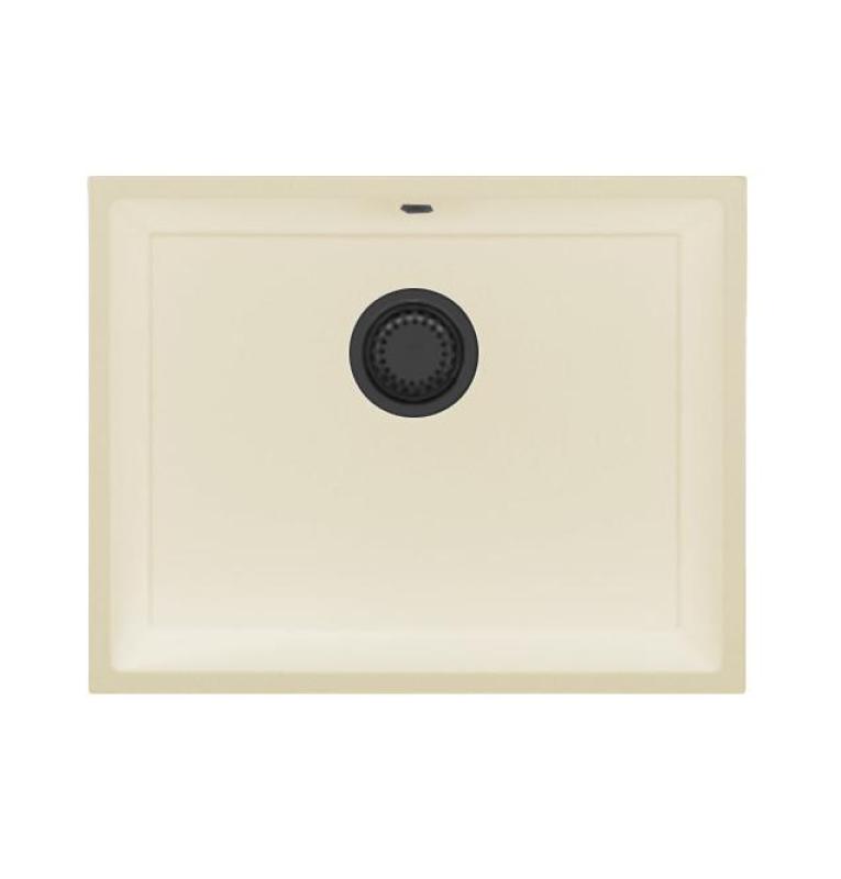 GraniteMy Universal granite beige sand sink 55x40 cm top mount, undermount, and flush mount with gunmetal plug 1208968016