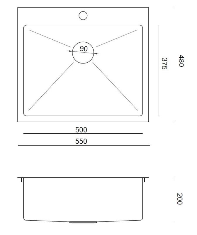 Aquadesign Clara Sink Gold 55x48cm Top-Mounted or Flush-Mounted with Tap Hole Platform and Gold Plug - 1208969504
