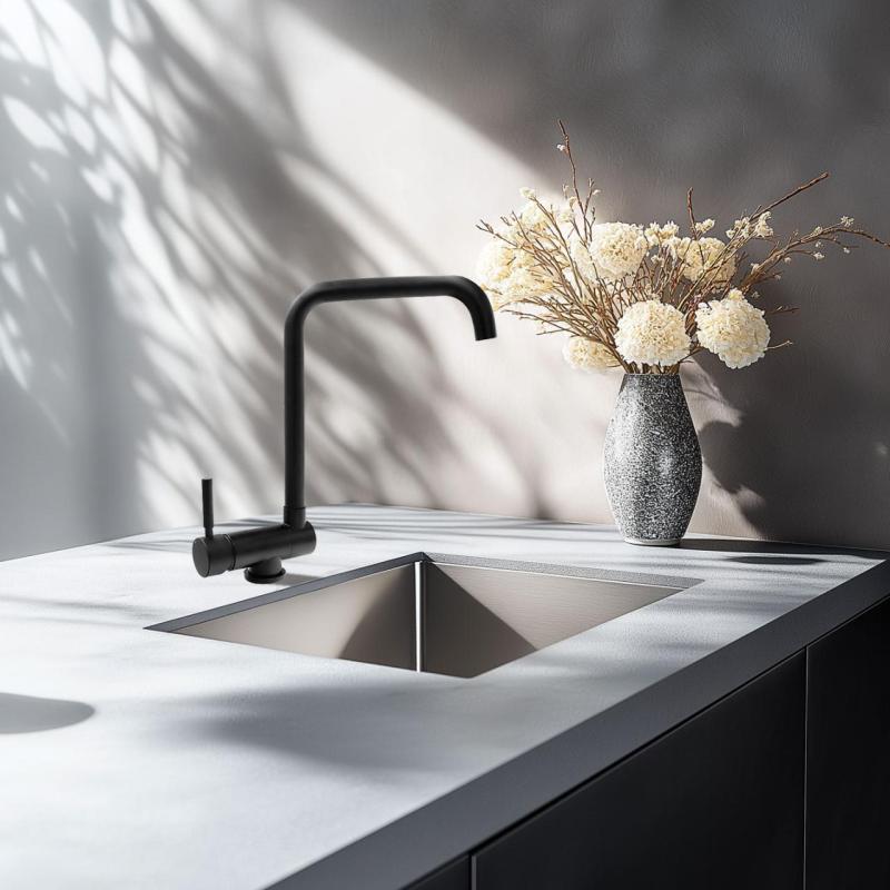 Graniteland Serenity Kitchen Faucet Black with Foldable Spout 1208969533
