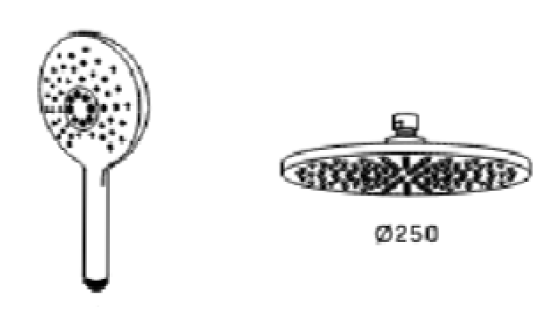 WaterEvolution Flow thermostatic three-way shower mixer with 250mm overhead shower and round hand shower in gun metal T131TNR25GME